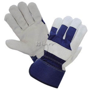 Blue leather working gloves