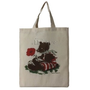 Small cotton tote with teddy bear design