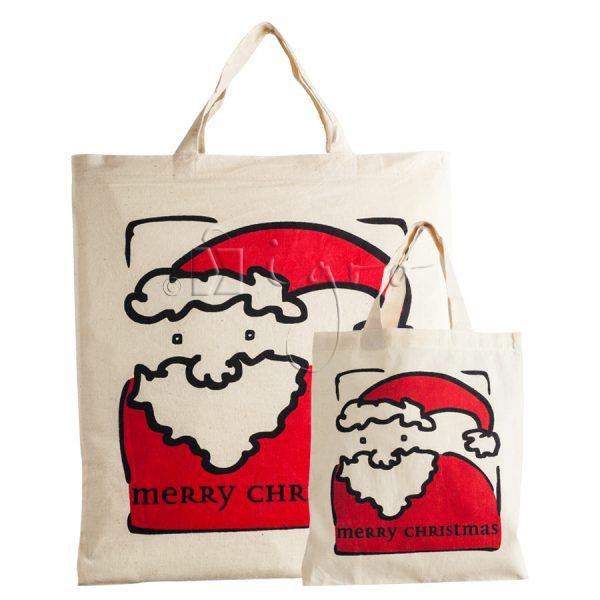 Small cotton tote with Santa Claus design