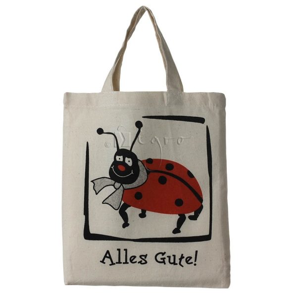Small cotton tote with ladybug design