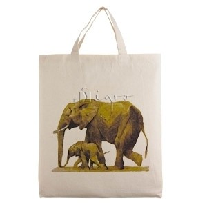 Small cotton tote with wild life design Elephant