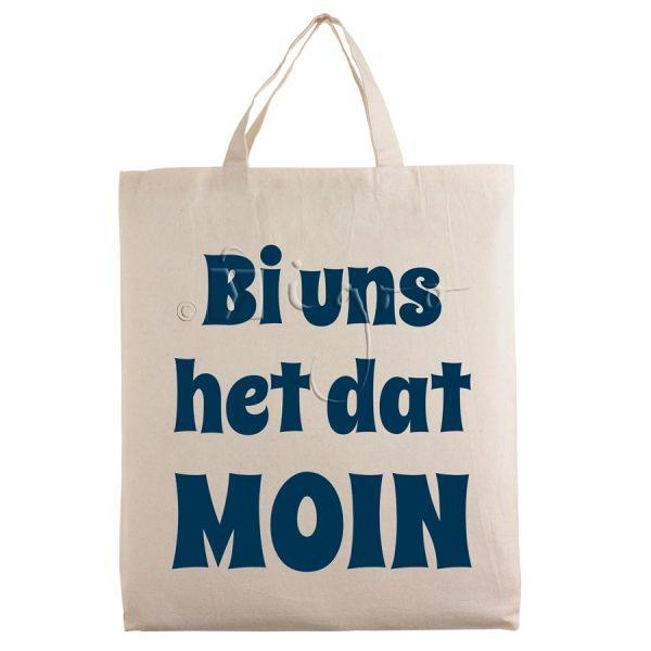 Baumwolltasche, natur, 38 x 42 cm, kurze Henkel "Bi uns het dat Moin"