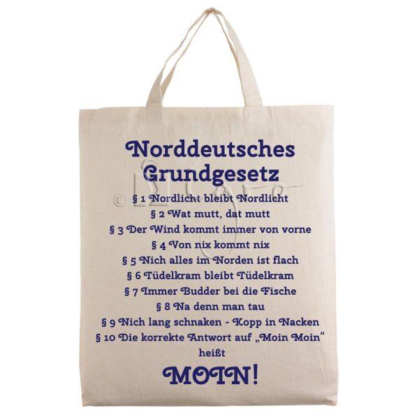 Baumwolltasche, dunkelblau, ca.38 x 42 cm, kurze Henkel "Norddeutsches Grundgesetz"