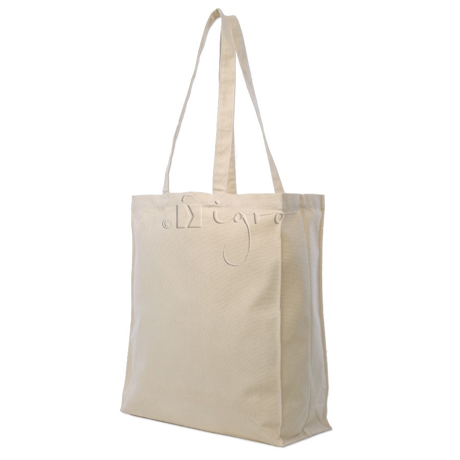 Canvas shopping bag with gusset and long handles | IGRO