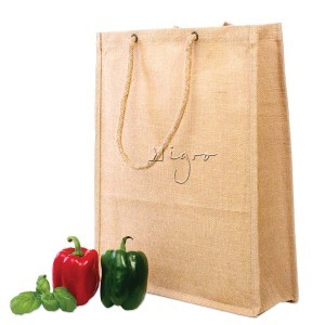 XL jute pouch with long handles