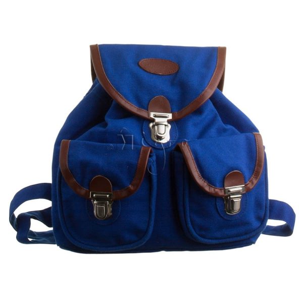 Canvas rucksack with leather piping