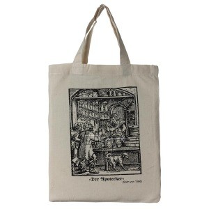 Small cotton bag, short handles, with print "The Apothecary"