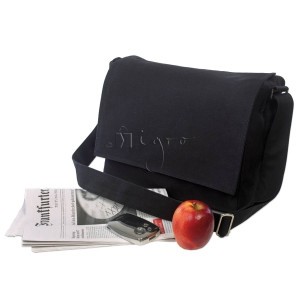 Black canvas messenger bag