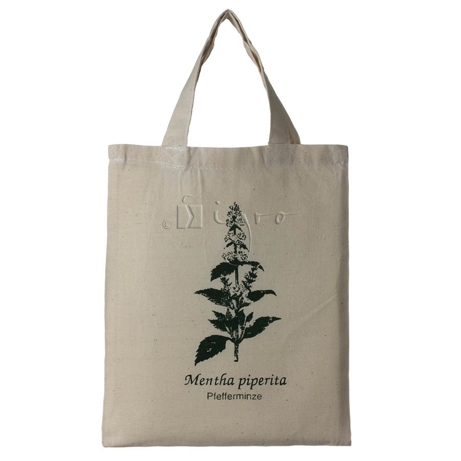 Small cotton tote with herbal design Peppermint
