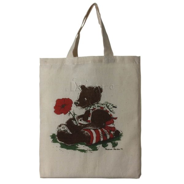 Small cotton tote with teddy bear design