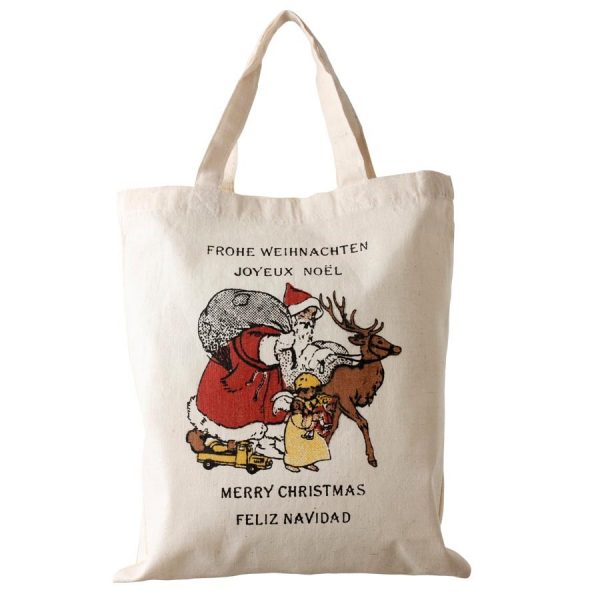 Small cotton tote with retro Christmas design