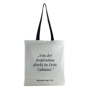 White promo tote with black customized logo print