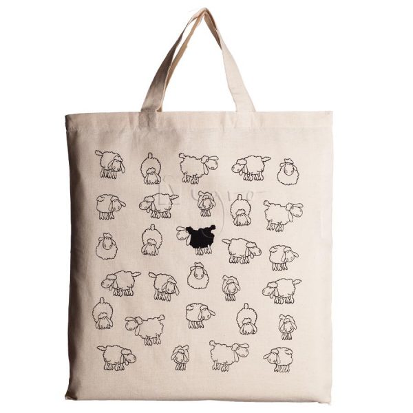 Large cotton tote with sheep design