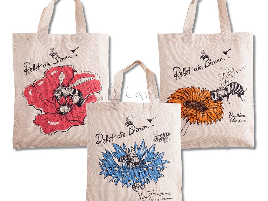 Baumwolltasche mit Bienenmotiven