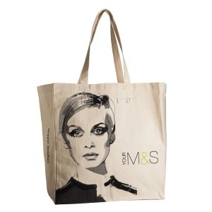 Canvas Tasche in natur mit Druckbeispiel
