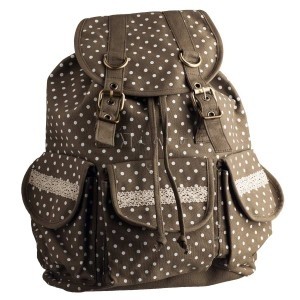 Cotton Rucksack with polka dot design and lace
