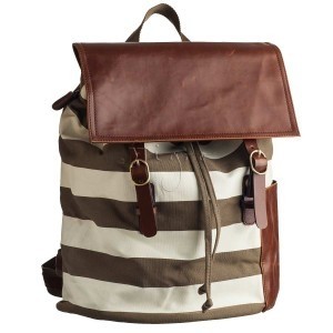 Bunter Canvas und Leder Rucksack