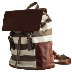 Striped cotton backpack