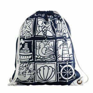 Rucksack mit Kordelzug und farbigen Ecken