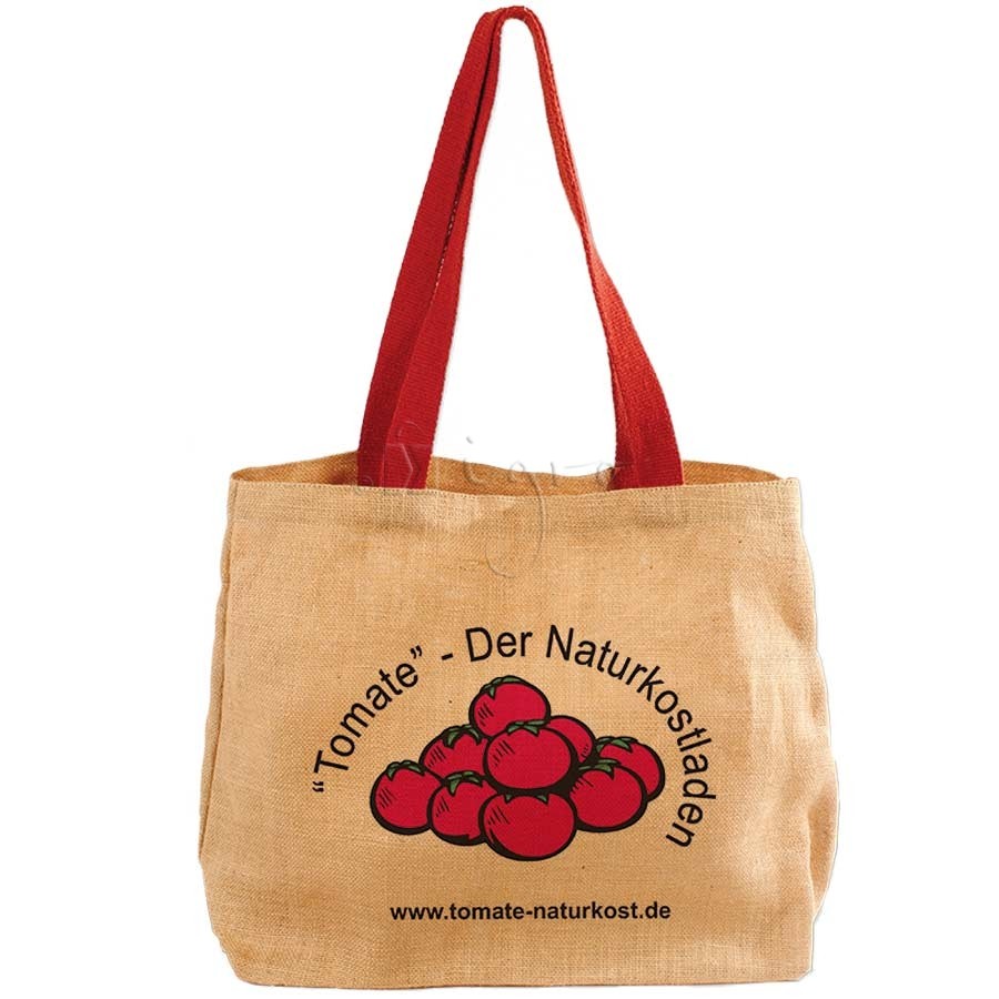 Jute carrier with red handles
