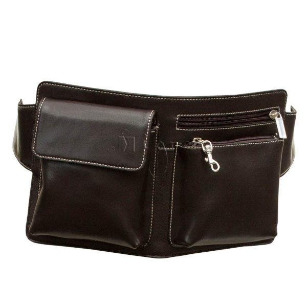 Leather belt bag with large pockets