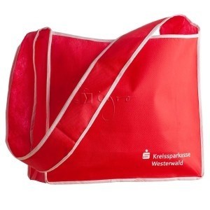 pp trade fair bag in red with customers logo print