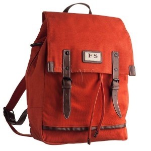 Canvas rucksack with leather details