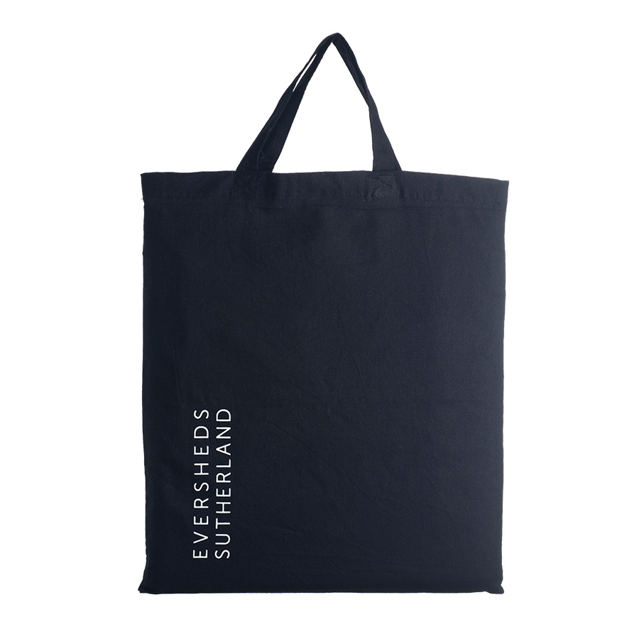 schwarze Baumwolltasche mit Logodruck