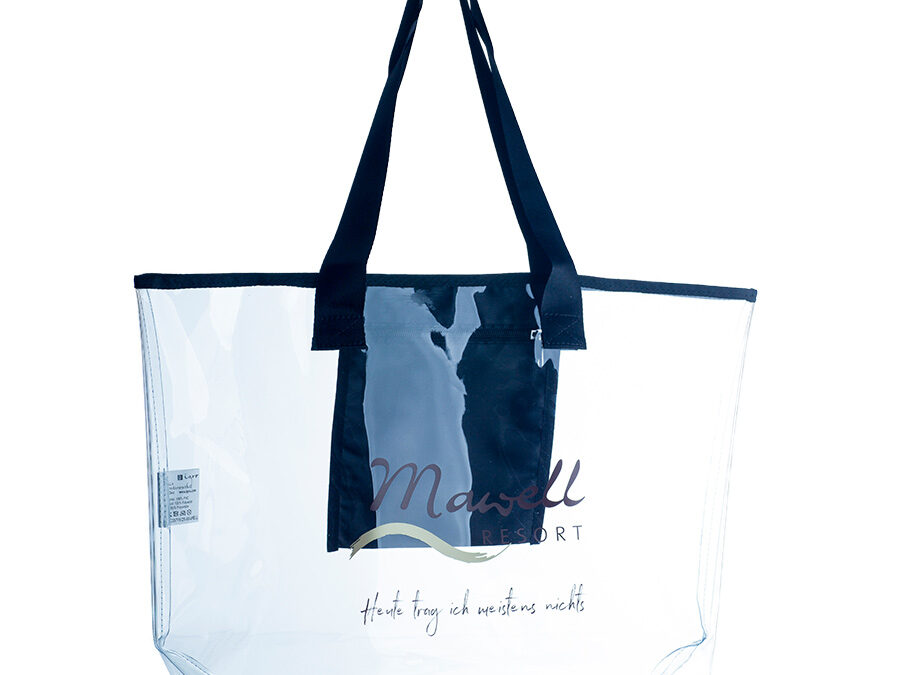 Transparente SPA Tasche mit Logodruck